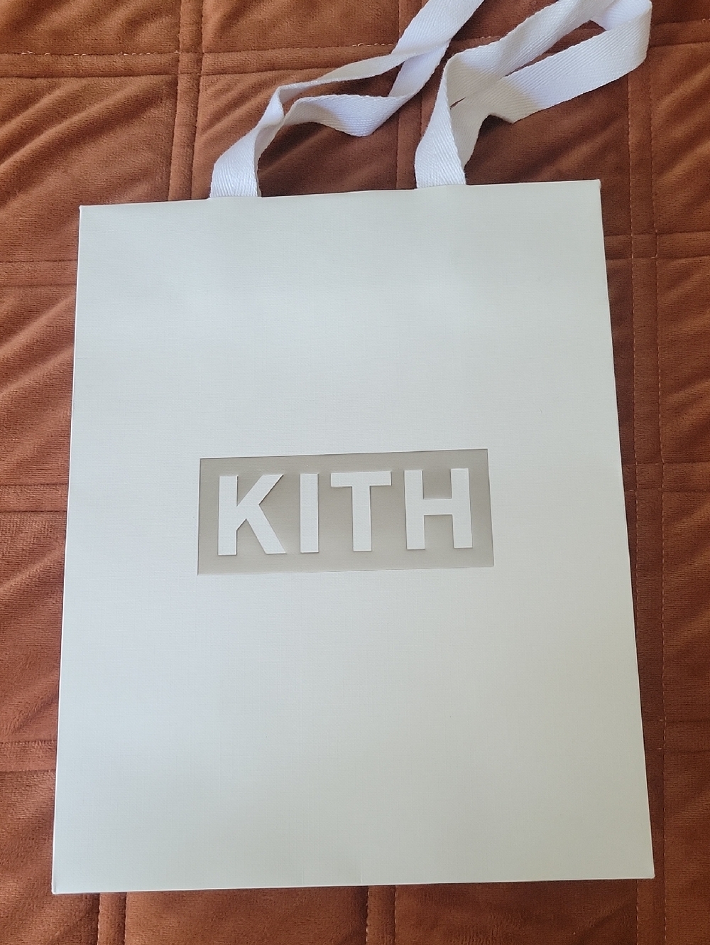 KITH White Tote Bag with Embossed Logo ( 12inches by 9.5 Inches wide)